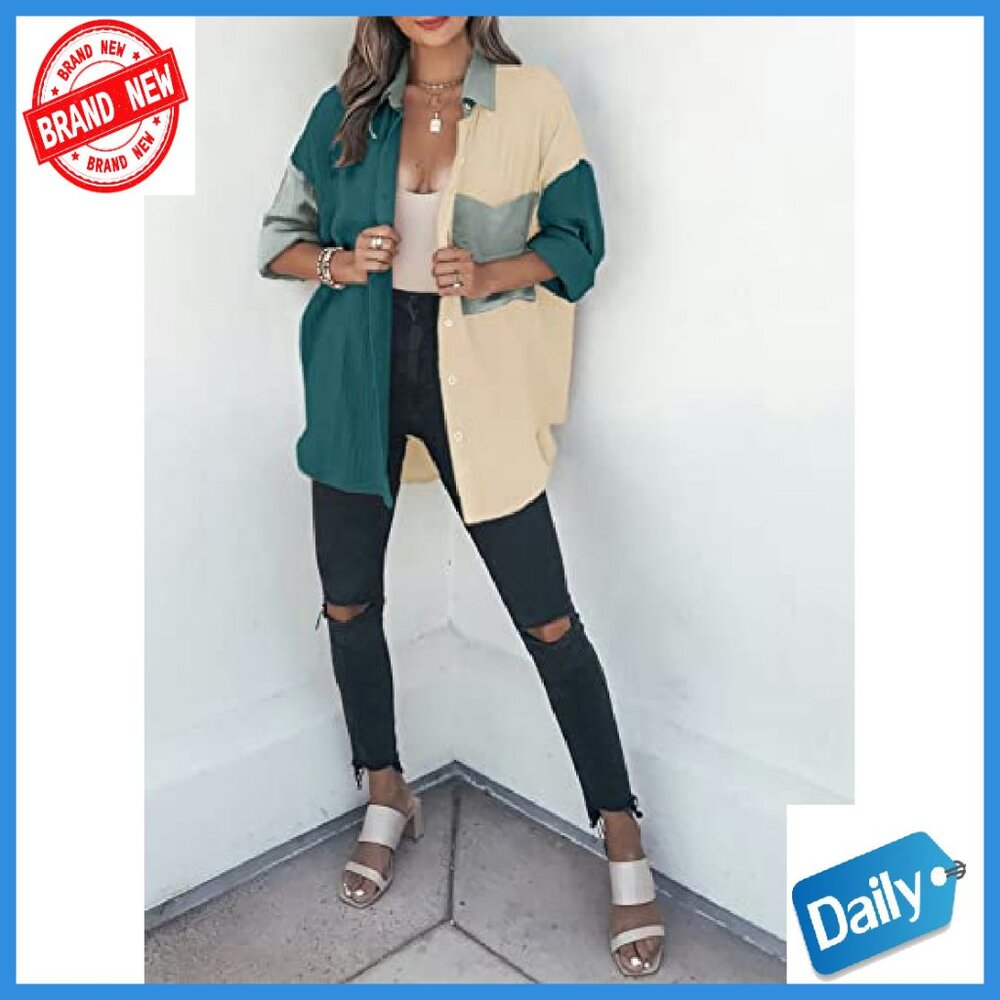 Long Sleeve Button Down Blouse Plus Size Lightwei… - image 6